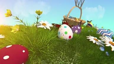 小兔子和卡通彩蛋欢度六一儿童节动画模板视频的预览图